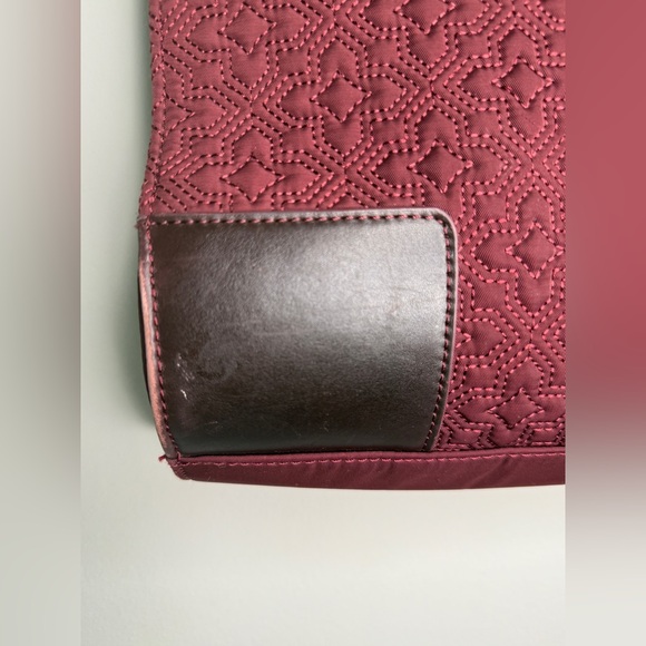 TORY BURCH Ella Tote Burgundy Quilted Handbag - Picture 6 of 16